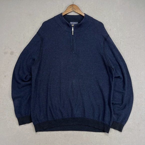 Tommy Bahama Other - Tommy Bahama Reversible Quarter Zip Pullover Sweater Mens XL Pima Cotton Navy